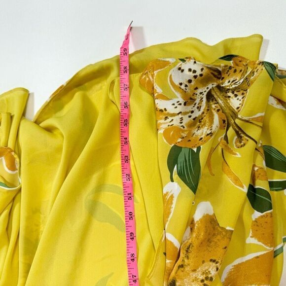 Luxxel Maxi Dress Women Small Yellow Floral Ruffle New Slit Open Back beachy - Picture 2 of 13